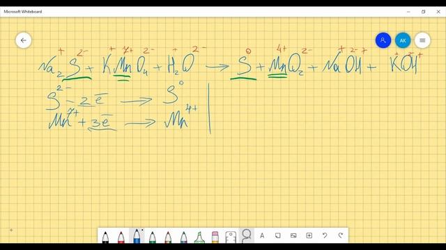 Na2S+KMnO4+H2O=S+MnO2+NaOH+KOH расстановка коэффициентов методом электронного баланса 10.47а смотреть онлайн