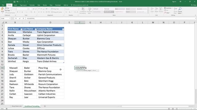 How to use a Table name in Data Validation Lists and Conditional Formatting formulas смотреть онлайн
