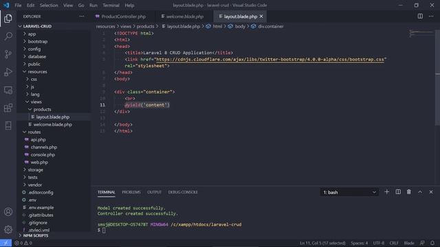 Building a Laravel 8 CRUD Web Application - 07 - Main Blade Layout смотреть онлайн