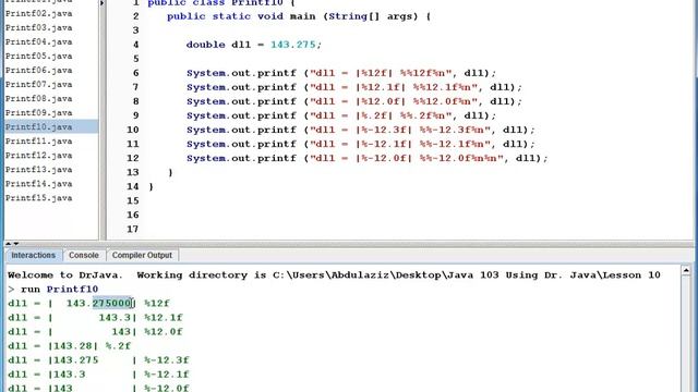 Java Level 1 Using Dr Java Lesson 10 printf 02 Flags and Precision смотреть онлайн