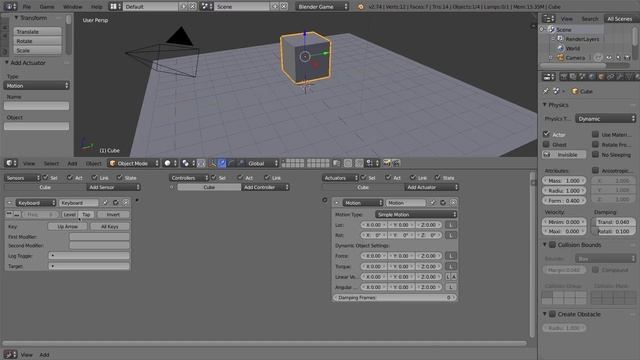 Blender Game Engine Basics Tutorial #1 : Logic Bricks & Character Movement #b3d #gamelogic