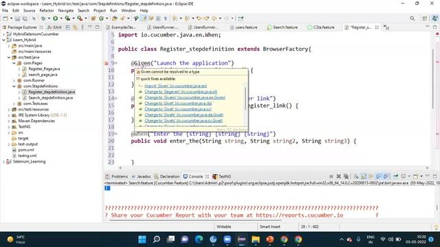 C2TA Integrated Hybrid Framework Cucumber Scenario Outline in Tamil Part 8|Change2testautomatio|C2T смотреть онлайн