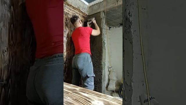 Ремонт стен в яме гаража, дикаративка известью . смотреть онлайн