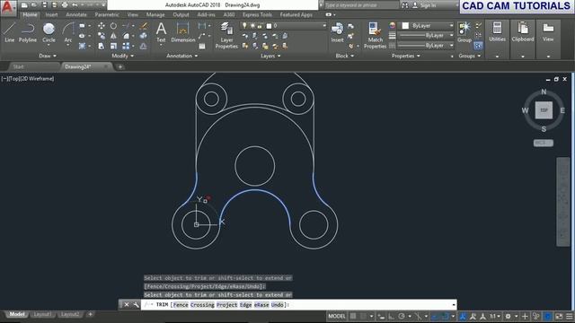 AutoCAD 2018 EXERCISE TUTORIAL FOR BEGINNERS 24# смотреть онлайн