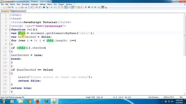 Check if atleast one checkbox is checked in an array of checkboxes -JavaScript Tutorial смотреть онлайн