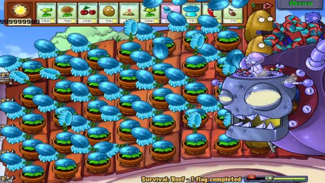 All Winter Melon + Torchwood Vs Dr. Zomboss in Survival Roof | Plants vs Zombies смотреть онлайн