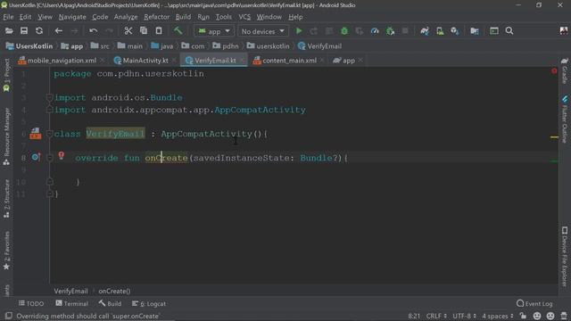 Curso de android con kotlin y firebase Creando la activity VerifyEmail #4 смотреть онлайн