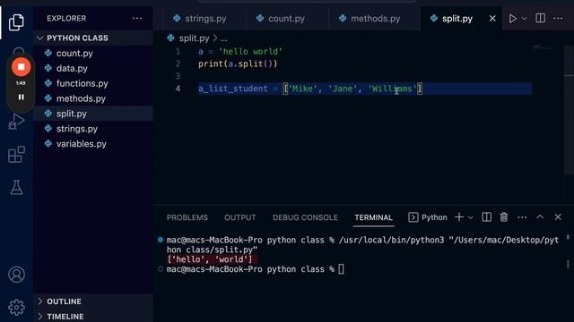Python String Method (Split) смотреть онлайн