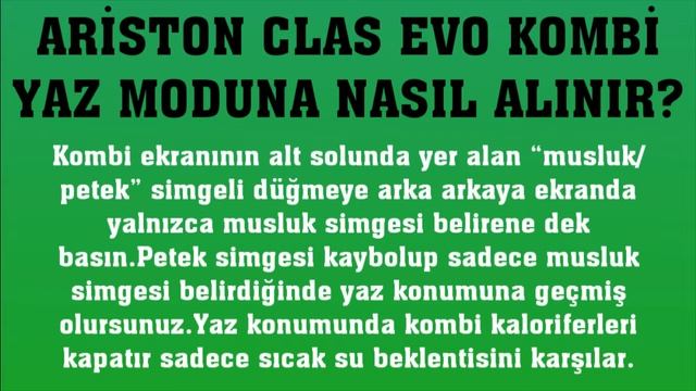 Ariston Clas Evo Kombi Yaz Moduna Nasıl Alınır? смотреть онлайн