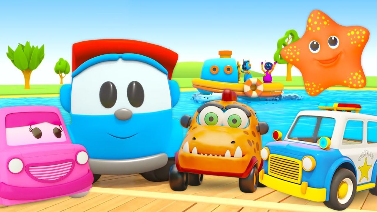 Развивающие мультики про машинки - Грузовичок Лёва, Мокас и Машинки Помощники играют с водой! смотреть онлайн