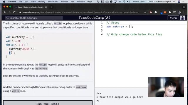 Iterate with JavaScript While Loops (Basic JavaScript) freeCodeCamp tutorial смотреть онлайн