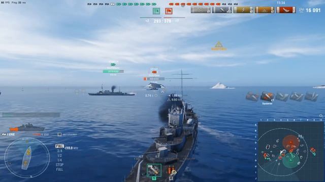 Американский крейсер Eria.Морской бой-4.Игра World Of Warships смотреть онлайн