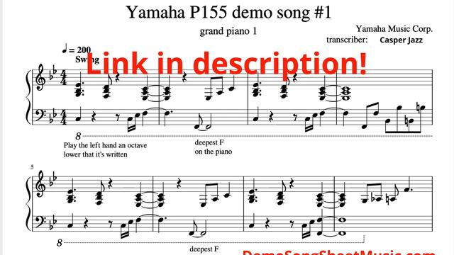 Yamaha P-155 first demo song - grand piano 1 смотреть онлайн