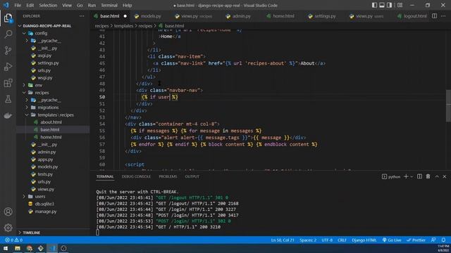 Python Django Tutorial #8 - Full Stack Web App [2023] - User Auth Login & Logout смотреть онлайн