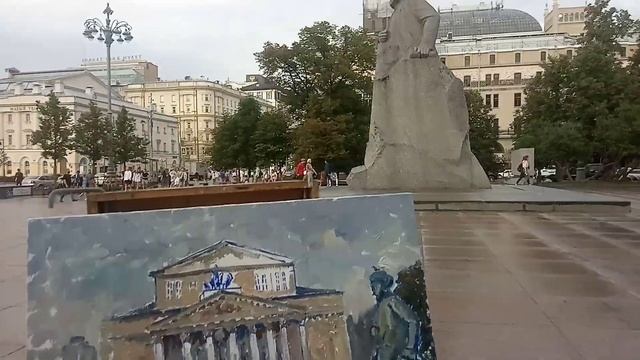 Завершение живописи здания большого театра. Живопись, картина маслом на театральной площади в Москв смотреть онлайн
