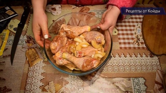 Жареные куриные голени на сковороде. смотреть онлайн