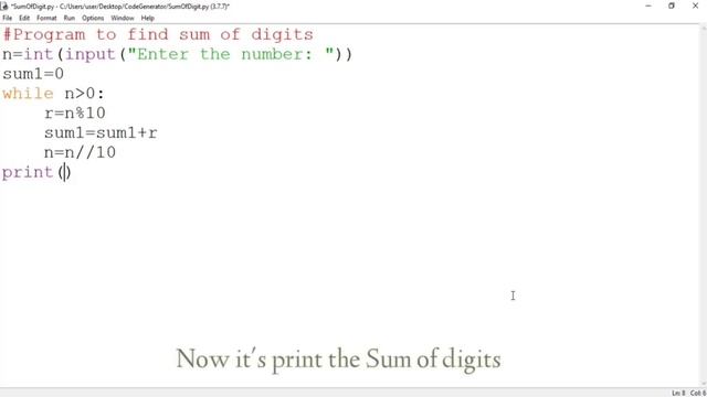Python Program To Find Sum Of Digits Of A Given Number | Python for Beginner | Code Generator | CG. смотреть онлайн