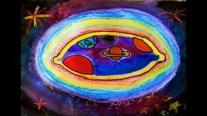 Слайд-шоу из детских рисунков на тему космос.