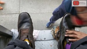 S4E12 Super shoe shine on ruined worker boots by Serafin #mexico #ASMR #shoeshine #faustoarizmendi