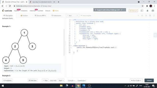 Diameter of Binary Tree | Leetcode #543 | Java | Technical Interview смотреть онлайн