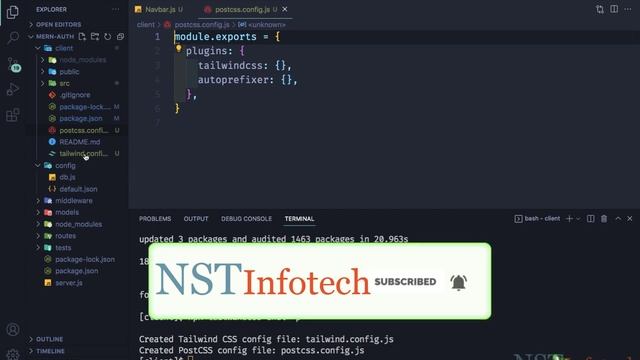 19 lecture configuring tailwind CSS with ReactJS - MERN STACK authentication and deployment смотреть онлайн