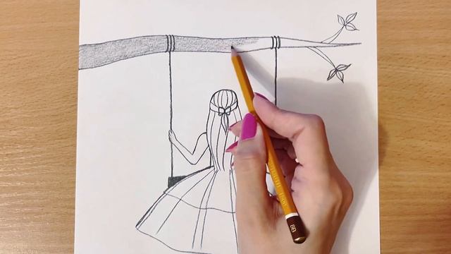 How to draw a Girl swinging in a tree | Pencil sketch | Step by Step pencil drawing | Girl drawing смотреть онлайн