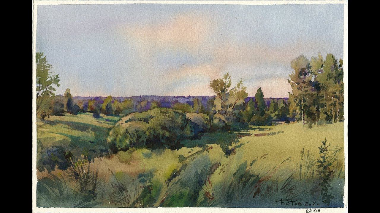 20200622 Паршино. Акварельный этюд. Summer watercolor plein air смотреть онлайн