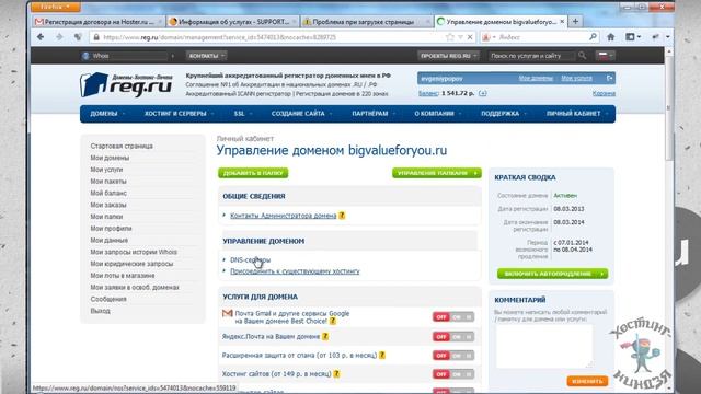 Хостинг Hoster.ru. Привязываем домен. смотреть онлайн