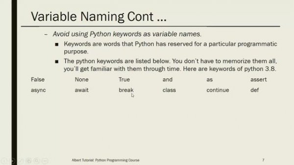 2) Python Programming - Variables