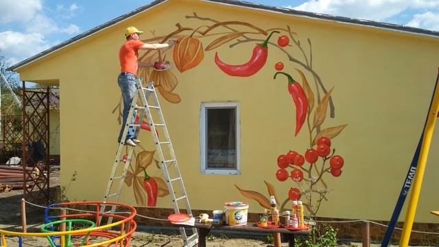 Роспись стен летнего лагеря Ирис. Mural, Iris 2018 смотреть онлайн
