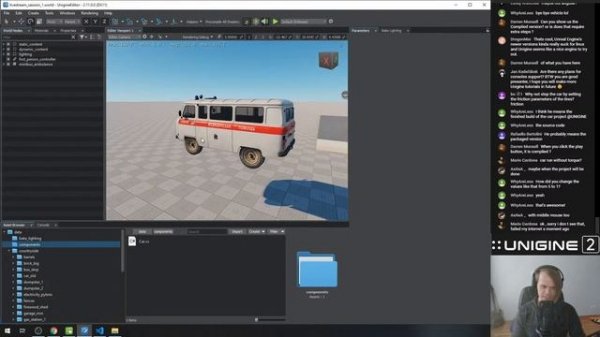 Making a C# Car Project, Basic Programming How-To - UNIGINE Livestream with an Expert