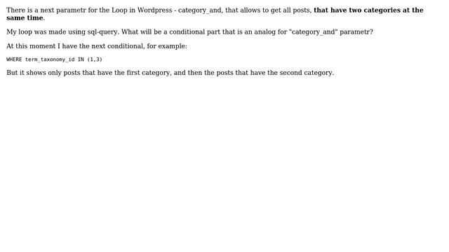 Wordpress: Analog category_and (WP) in sql query смотреть онлайн