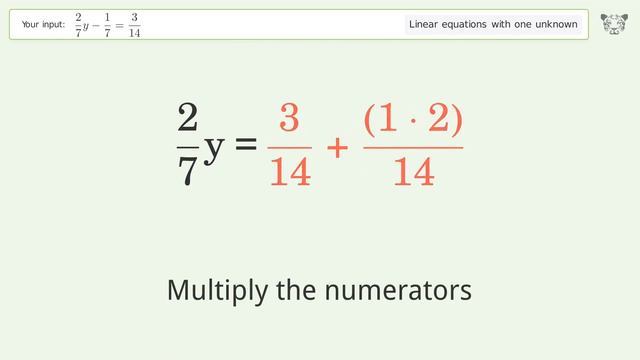 Solve 2/7y-1/7=3/14: Linear Equation Video Solution | Tiger Algebra смотреть онлайн