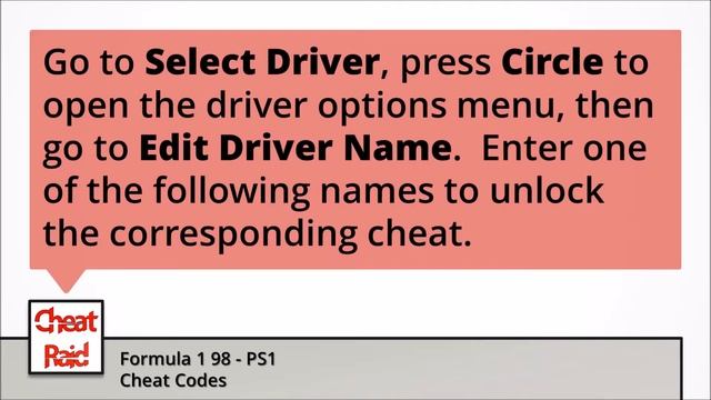 Formula 1 98 Cheat Codes | PS1 смотреть онлайн