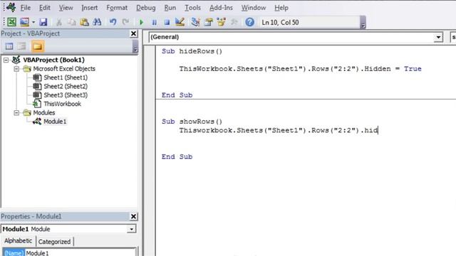 Excel 2010 VBA Tutorial 4 - Hiding Rows and Columns смотреть онлайн
