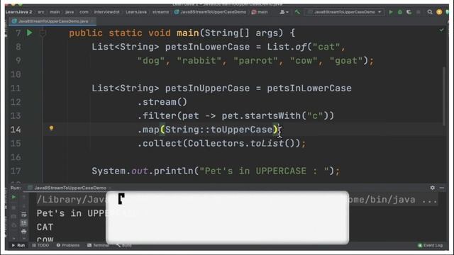 JAVA 8 STREAMS CONVERT A LIST OF STRINGS TO UPPERCASE | EXAMPLE JAVA CODE DEMO | InterviewDOT смотреть онлайн