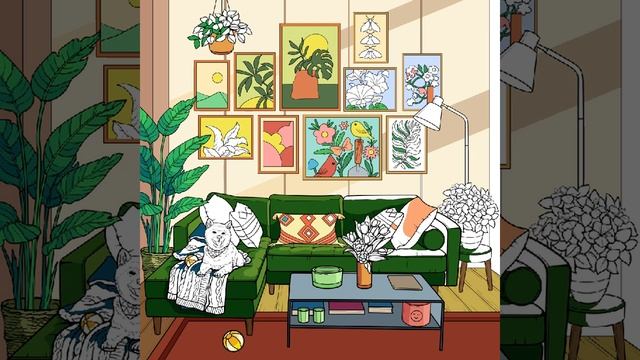 Living Room Wall Art Zen Color Paint by number app #relaxing #coloring #fun #interiors смотреть онлайн