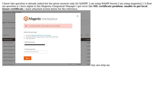 Magento Component Manager: Signin Issue :SSL certificate problem: unable to get local issuer... смотреть онлайн
