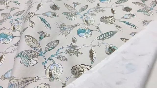 Саржа с пропиткой "Восточный сад" цв.бирюзово-бежевый, ш.1.5м, хлопок-100%, 178гр/м.кв АРТ 3861 смотреть онлайн