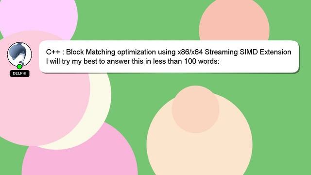 C++ : Block Matching optimization using x86/x64 Streaming SIMD Extension смотреть онлайн