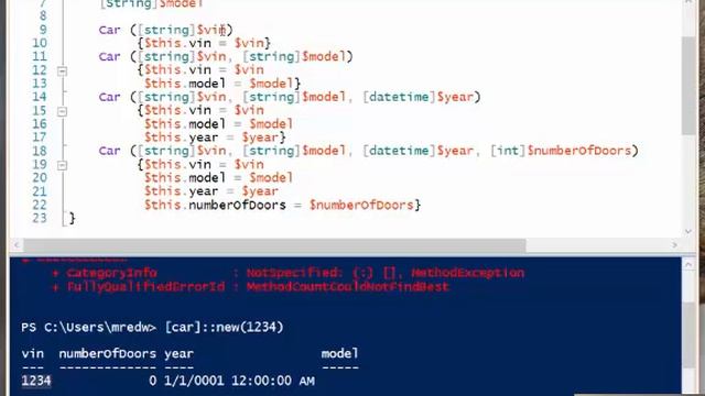 PowerShell 5 Class Constructors and overloading смотреть онлайн