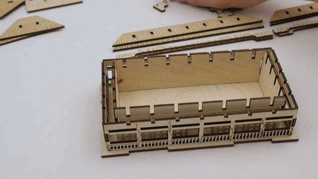 Подарочный чайный домик-шкатулка на лазерном станке. Резка фанеры 3мм. смотреть онлайн