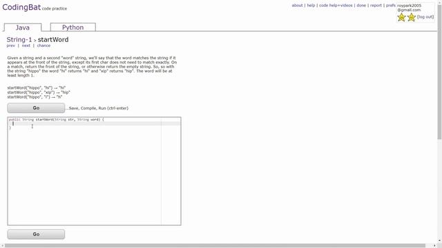 String - 1 (startWord) Java Tutorial || Codingbat.com смотреть онлайн