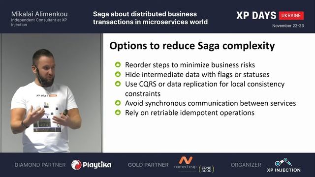 Saga about distributed transactions in microservices world (Mikalai Alimenkou, Ukraine) [RU] смотреть онлайн