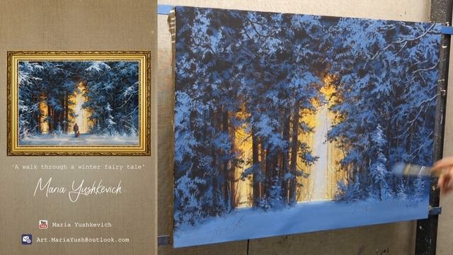 How To Painting A Winter Landscape | Acrylic Painting by Maria Yushkevich смотреть онлайн