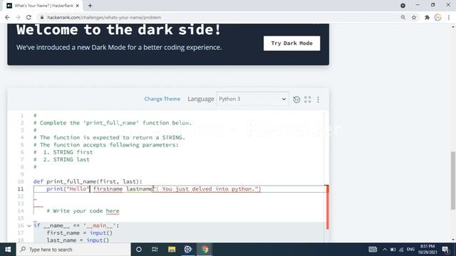 Hacker rank python what’s your name solution | Hacker rank solutions | what’s your name hacker rank смотреть онлайн