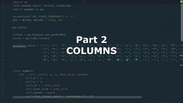 The Matrix Code Rain Tutorial | Python/Pygame