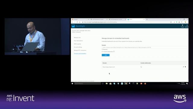 AWS re:Invent 2018: Embedding Amazon QuickSight dashboards in your applications (DEM128) смотреть онлайн