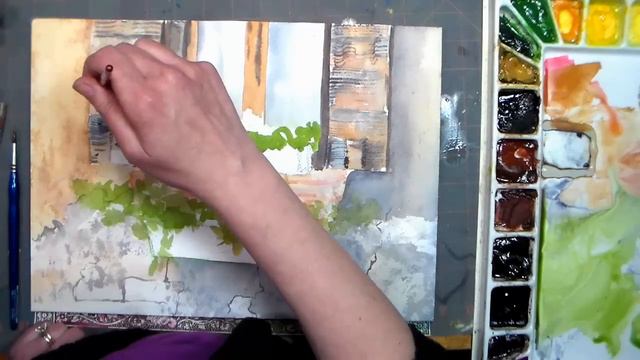 Sunny Geranium Window Box Watercolor Tutorial