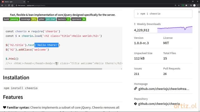 JavaScript - Ejercicio 560: Instalar el Módulo cheerio por medio de npm (Node Package Manager) смотреть онлайн